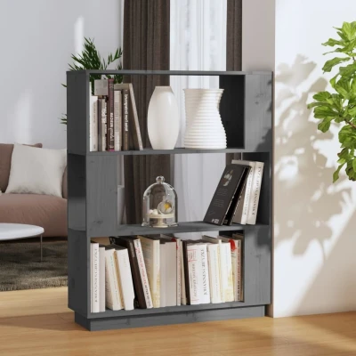 Afbeelding van Boekenkast/kamerscherm 80x25x101 cm massief grenenhout grijs