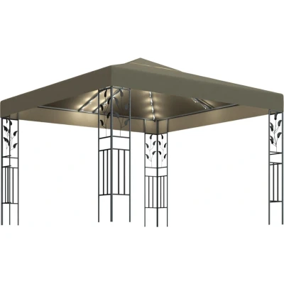 Afbeelding van Prieel met LED lichtslinger 3x3 m taupe