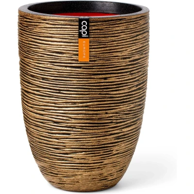 Afbeelding van Vaas elegant laag rib d36xh47 cm zwart goud Capi Europe