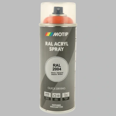 Afbeelding van Motip industrial acryllak hoogglans RAL 2004 helder oranje 400 ml.