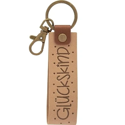Afbeelding van GRUSS &amp; CO 48371 Sleutelhanger van kunstleer met karabijnhaak, motief gelukskind, Bruin, lengte 15 cm, &quot;gelukskind&quot;, Gelukkig