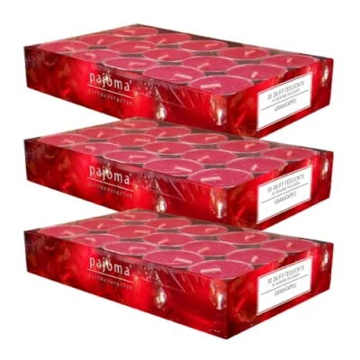 Afbeelding van pajoma® Set van 3 granaatappelgeurende theelichtjes, 90 geurende theelichtjes in aluminium schaal, brandduur ca. 4 uur, hoogte 1,5 cm, diameter: