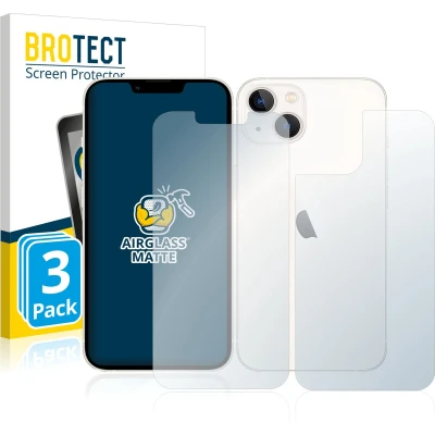 Afbeelding van BROTECT Screenprotector voor Apple iPhone 13 (Voor+Achter) Folie Beschermfolie Beschermglas matte (3 Stuks)