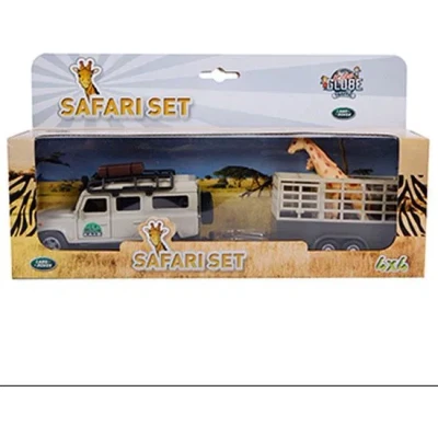 Afbeelding van Kids Globe Safariset Met Die Cast Landrover + Aanhanger En 2 Giraffen