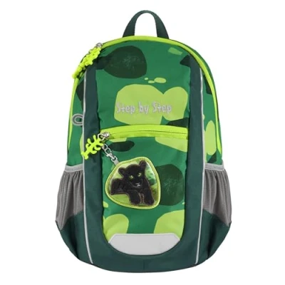 Afbeelding van KIGA Maxi Rugzakset met apart binnenvak, ergonomische mini rugzak in hoogte verstelbare borstriem, voor kleuterschool, kleuterschool en vrije tijd, vanaf 3 jaar, 10 liter, Little Wild Cat Chiko