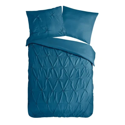Afbeelding van Pure Dekbedovertrek &quot;luxe stiksel plooien&quot; Petrol (200x200/220 cm) Microfiber
