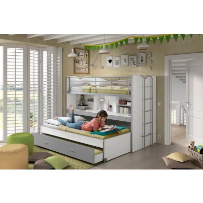 Afbeelding van Vipack Bonny 80 Hoogslaper met bureau en 3 bedden
