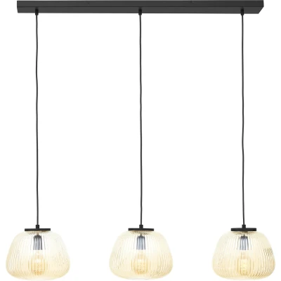 Afbeelding van Brilliant Kaizen Hanglamp 3 lichts balk Glas 3xE27 Max 40W Amber/zwart