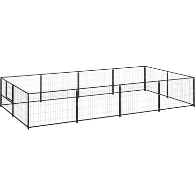 Afbeelding van vidaXL Hondenkennel 8 m² staal zwart
