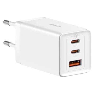 Afbeelding van Baseus GaN5 Pro Snellader 65W PD 3.0 + 100W USB C Kabel 1M Wit