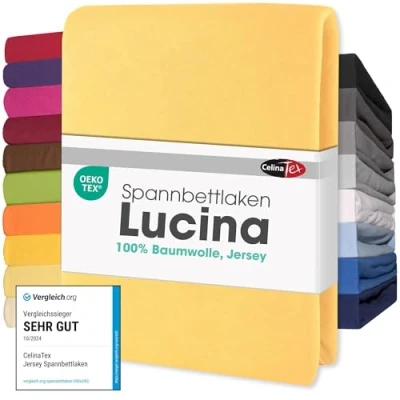 Image de CelinaTex Lucina Drap Housse Coton 140x200 160x200 cm Jaune crème