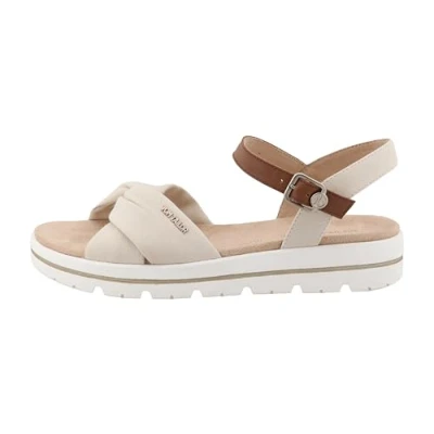 Afbeelding van TOM Tailor Sandalen met enkelbandjes, Dames, Maat: 40, Off white Imitatieleer/ textiel