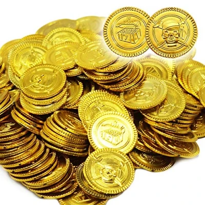 Afbeelding van THE TWIDDLERS 180 Stuks Piraat Schat Gouden Munt Speelgoed voor Kinderen Schatkist, Schatzoeken, Verjaardagen, Kinderfeestjes, Uitdeelcadeautjes, Traktaties, Weggeef Cadeautjes