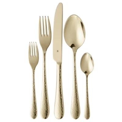 Afbeelding van WMF Sitello Gold Edition 30 delig bestekset voor 6 personen, messen uit één stuk, Cromargan roestvrij staal, gepolijst, ergonomisch, glanzend