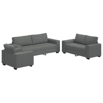 Afbeelding van vidaXL 3 delige Loungeset met kussens stof donkergrijs