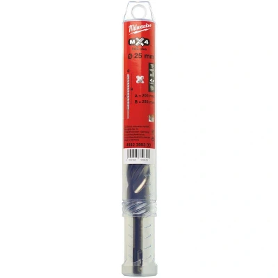 Afbeelding van Milwaukee SDS Plus MX4 hamerboren 4 kanten snijdend 25 x 250 1 st 4932399333
