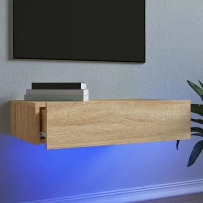 Afbeelding van Tv meubel met LED verlichting 60x35x15,5 cm sonoma eikenkleurig