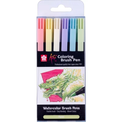 Afbeelding van Koi Colouring Brush Pen Set Pastel 6 stuks