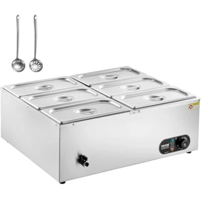 Afbeelding van VEVOR 69,1 x 62,6 26 cm Voedselverwarmer Komfoor , Gastronorm Container 6x5Qt 1500W Buffetset Temperatuurbereik 30 85C Hoofdmateriaal Roestvrij Staal