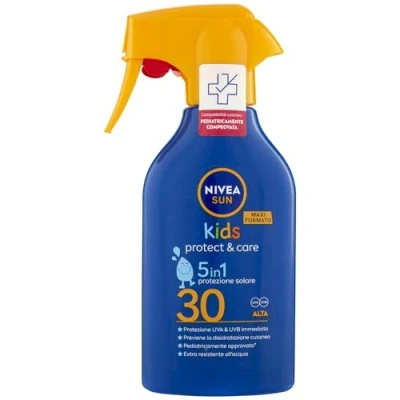Afbeelding van NIVEA SUN Maxi Crème solaire Spray Kids Protect &amp; Care FP 30 270 ml, pour enfants résistant à l&#039;eau, peaux délicates en flacon pulvérisateur pratique