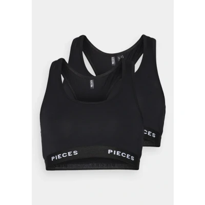 Afbeelding van Pieces Pclogo LADY TOP 2 PACK Bustier, Dames, Maat: Small, Black