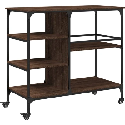 Afbeelding van Keukentrolley 100x45x89,5 cm bewerkt hout bruin eikenkleurig