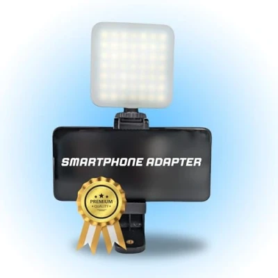 Afbeelding van TronicXL 2 delige Smartphone statief adapter inclusief LED lamp Foto en Video licht geschikt voor Apple iPhone, Samsung, Xiaomi meer Tripod bevestiging uw mobiele telefoon camerastatief houder mount flitsschoen hot shoe cold