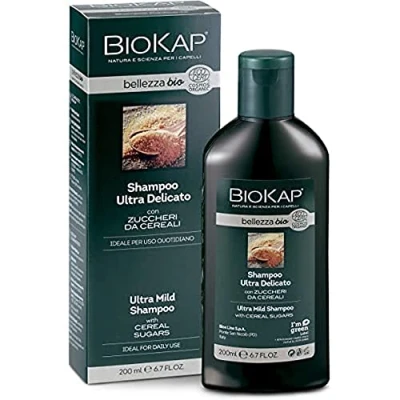Afbeelding van BIOKAP BELLEZZA Bio Ultra Soft Shampoo 200 ml Voor veelvuldig haarwassen en dagelijks gebruik Plantaardige werkzame stoffen Graansuiker Amandelextract Groene walnoot