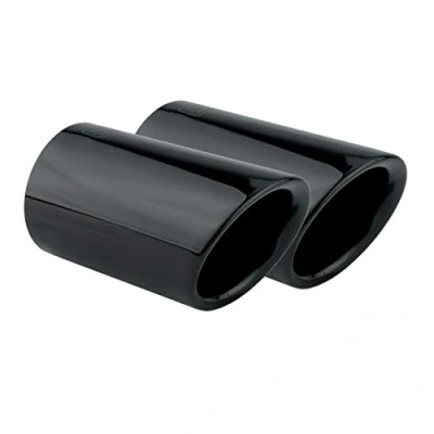 Afbeelding van L&amp;P A291 Uitlaatstuk, zwart, roestvrij staal, 2 stuks eindkappen compatibel met VW Golf 6 VI 7 VII en voor Tiguan 2, spiegelgepolijst chroom, plug and play 60 mm