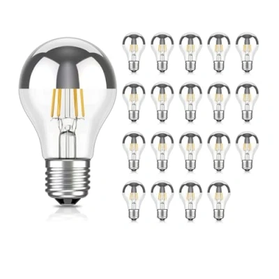 Afbeelding van ledscom.de Ledlampen E27, A60, warmwit (2700 K), 4,1 W, 461 lm, spiegel voor (zilver), 20 stuks.
