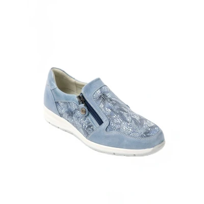 Afbeelding van Comfort loafers in wijdte met leren ritssluiting