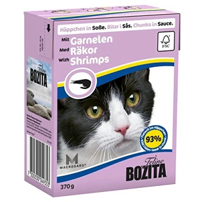 Afbeelding van 24x370g stukjes in Saus met Garnalen Bozita Kattenvoer