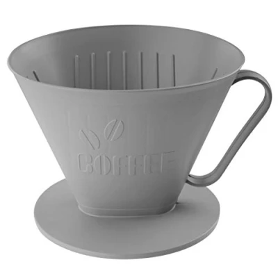 Afbeelding van Fackelmann 33015 koffiefilterhouder maat 4 permanent, milieuvriendelijke filterhouder, duurzame koffiefilterhouder, grijs, biobased plastic, 16 x 13 11 cm