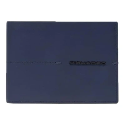 Afbeelding van PIQUADRO Leren Portemonnee Giles Men&#039;s Wallet Flip Up ID RFID Blue Donkerblauw
