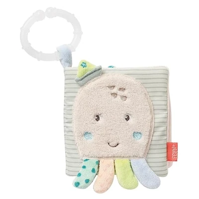 Image de Fehn 054415 Livre en Tissu Pieuvre Sensoriel pour Bébés et Tout Petits dès 0 Mois Développe le Toucher la Perception de Soi Dimensions 11 x cm