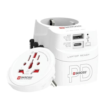 Afbeelding van Skross 1.302474 Reisstekker Pro Light USB AC45PD World