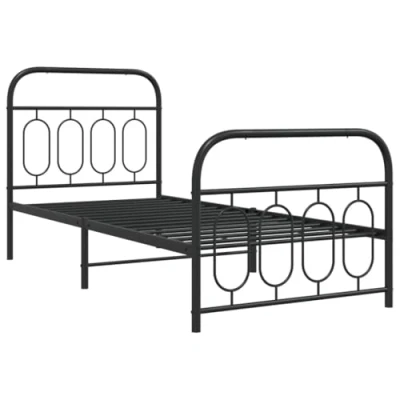 Afbeelding van Bedframe met hoofd en voeteneinde metaal zwart 80x200 cm