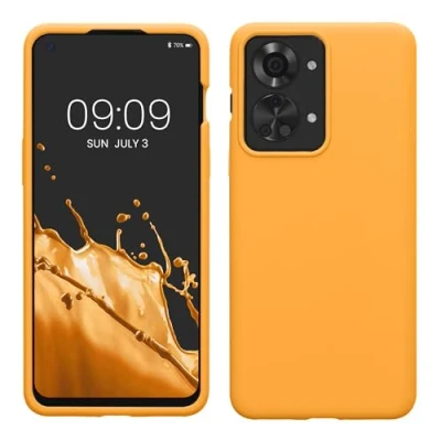 Afbeelding van kwmobile telefoonhoesje geschikt voor OnePlus Nord 2T 5G Hoesje met siliconen coating Smartphone case in fruitig oranje