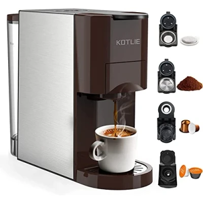 Afbeelding van KOTLIE Capsule koffiezetapparaat, 4 in 1 Espressoapparaat voor Nespresso Original/Dolce Gusto/Ground/ESE Pods, 19 Bar Hoge Druk, Automatische Uitschakeling 0,8 l waterreservoir