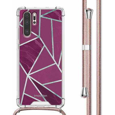 Afbeelding van imoshion Hoesje Geschikt voor Huawei P30 Pro met Koord Design Meerkleurig / Bordeaux Graphic