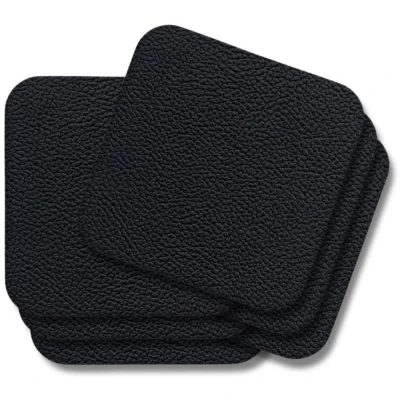 Afbeelding van Jay Hill Set van 6 onderzetters veganistisch leer zwart 10 x cm