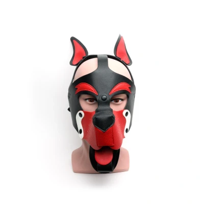 Afbeelding van Puppy Play Masker 665 Leather Zwart/Rood/Wit