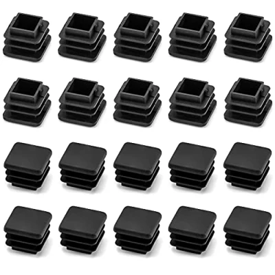 Afbeelding van QWORK 20 stuks vierkante kunststof eindkappen voor tafels, bureaus, stoelen, bed, meubels, stalen voetpluggen x mm