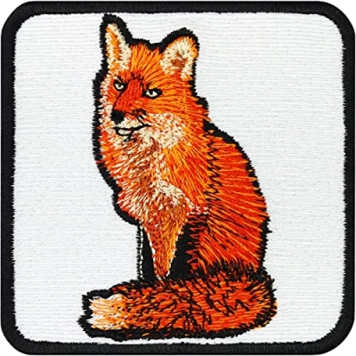 Afbeelding van patch om op te strijken rode vos sticker jager badge met borduurwerk naai /strijkpatch 75 x mm