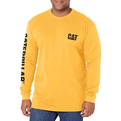 Afbeelding van Caterpillar Trademark Banner T shirt met lange mouwen voor heren, Geel.