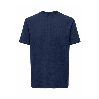 Afbeelding van ONLY &amp; SONS ONSKIAN LIFE REG SEERSUCKER SS TEE NOOS Heren T shirt Naval Academy