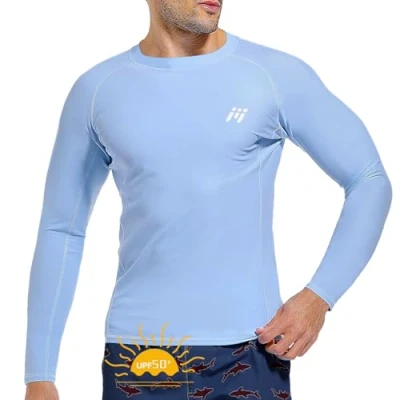 Afbeelding van MEETWEE Zwembroek voor heren, uv bescherming met korte/lange mouwen, UPF 50+, zonnebescherming, surfen, duiken, Zwart 1 lang, XL