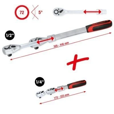 Afbeelding van KS TOOLS 914.1412 Omschakelratel 72 12,5 (1/2&quot;), 6,3 (1/4&quot;)mm (inch) Chroom vanadium staal