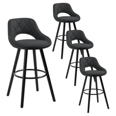 Afbeelding van WOLTU 4 X Barkrukken Barstoelen in Technologie stof en massief hout geschikt voor keuken, bar, woonkamer,Antraciet BH291an