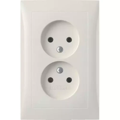 Afbeelding van Berker 2V wandcontactdoos zonder randaarde Polarwit 47958989